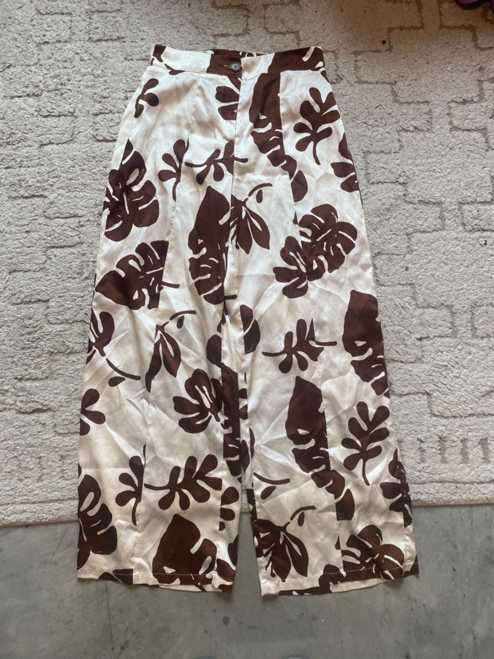 Forever 21 Brown and Cream Straight Leg Pants